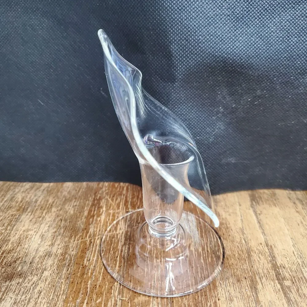 Vintage Clear Glass Jack In The Pulpit Taper Candle Holders Pair Calla Lily